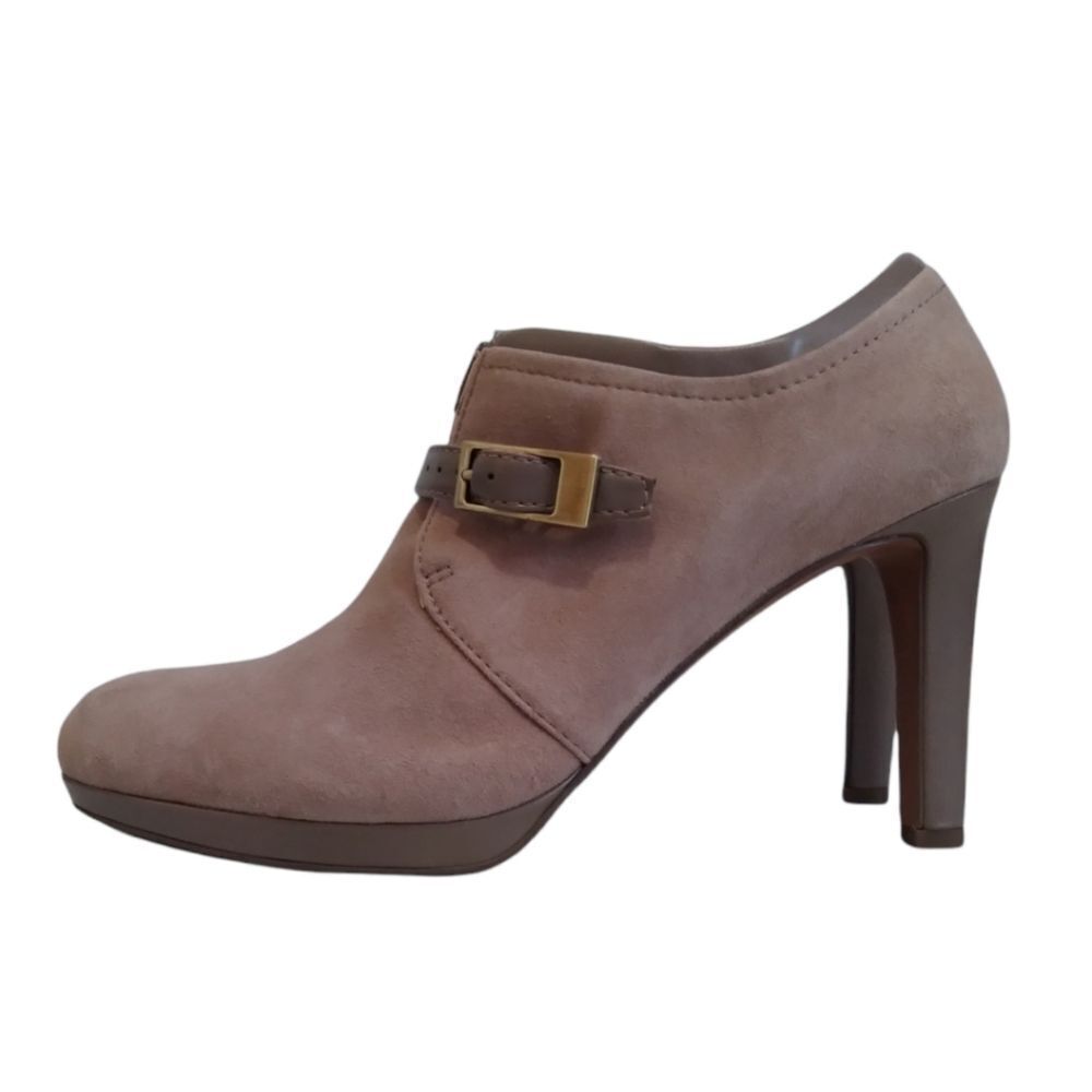 Franco Sarto Serene Tan Taupe Leather Suede Stiletto Heel Ankle Bootie Women's 8